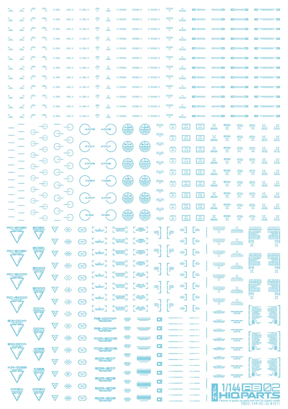 1/144 RB02 Caution Decal Pastel Blue(1pc)