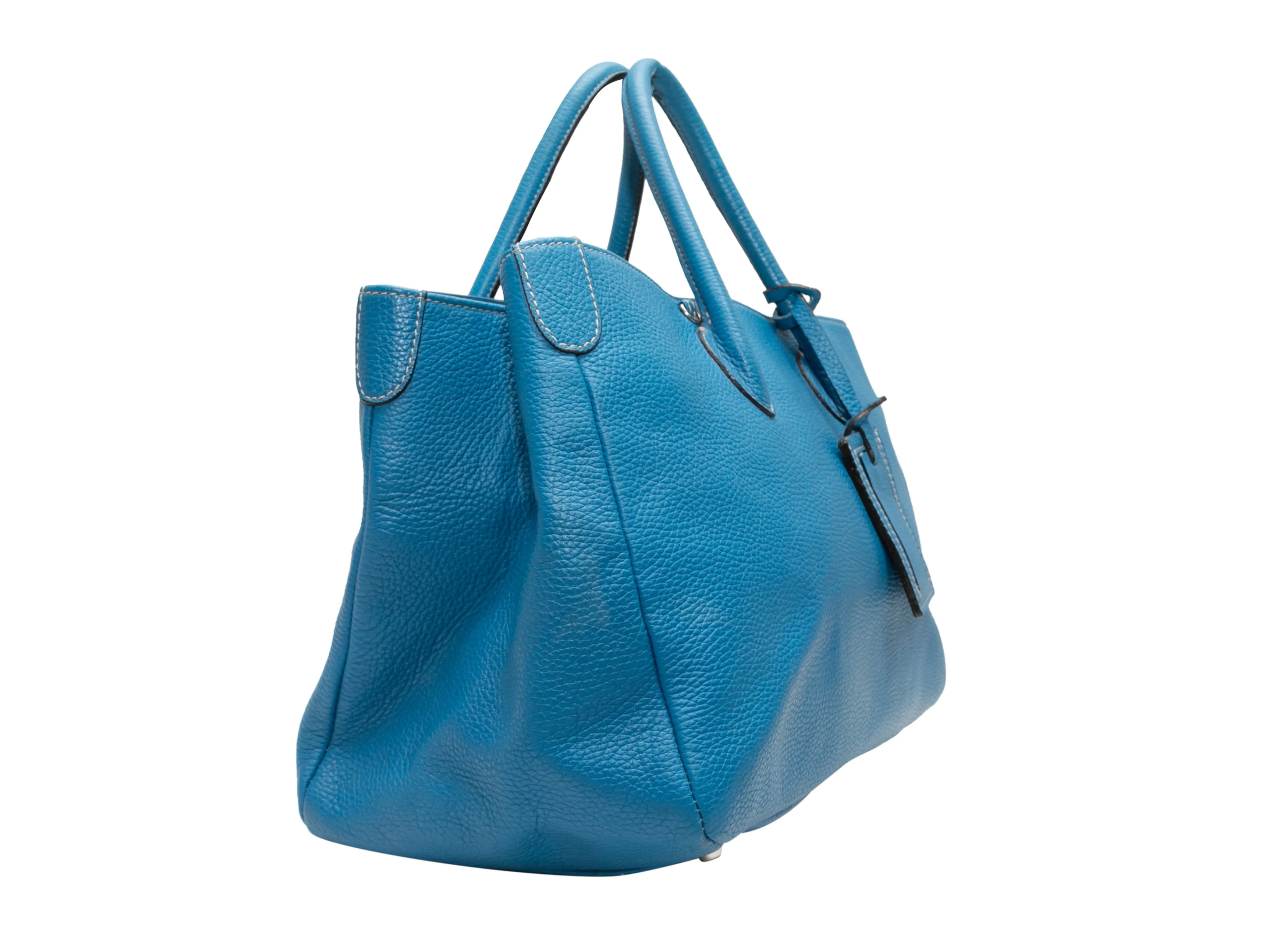 Blue Suarez Leather Crossbody Tote Bag