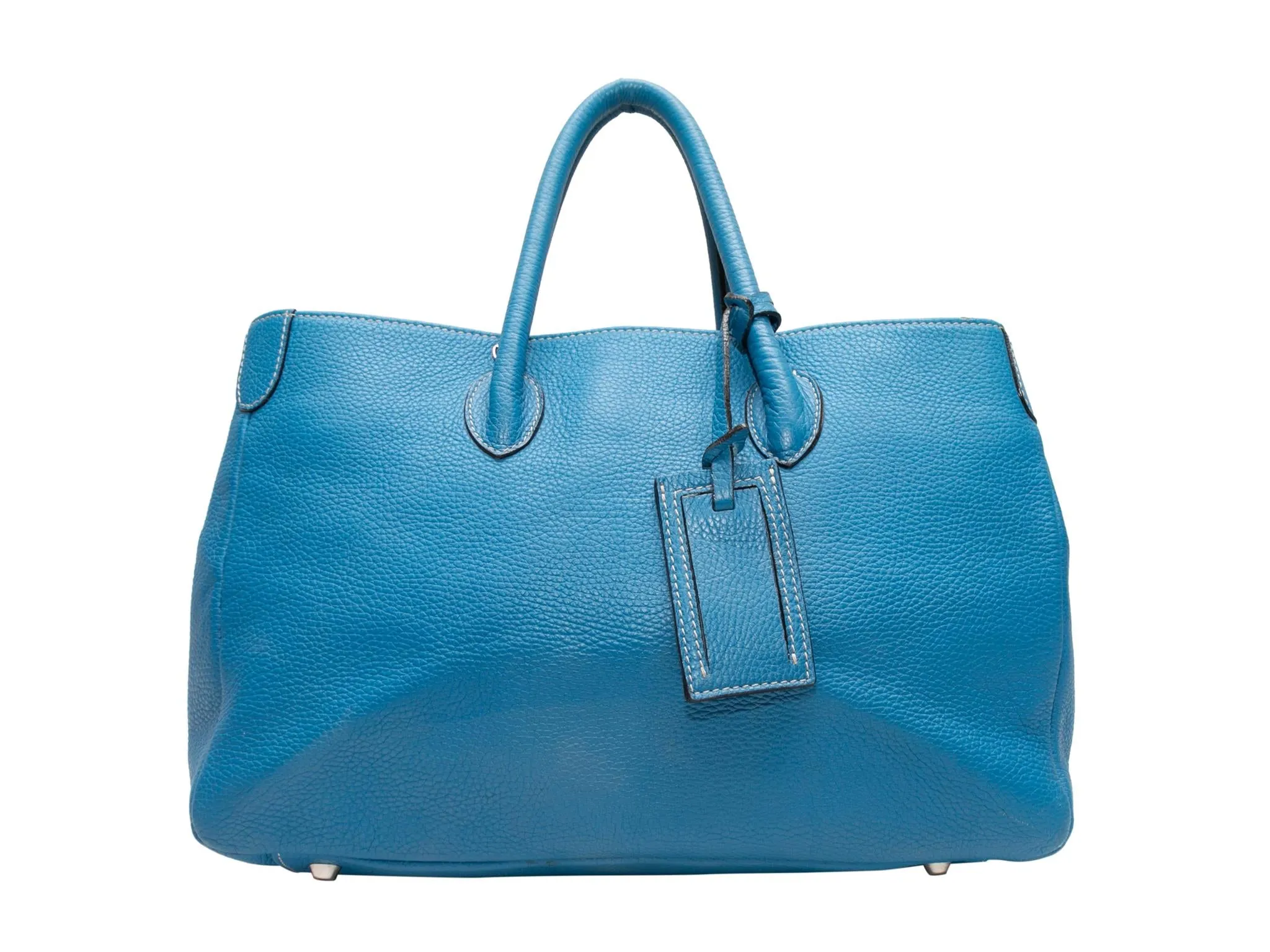 Blue Suarez Leather Crossbody Tote Bag