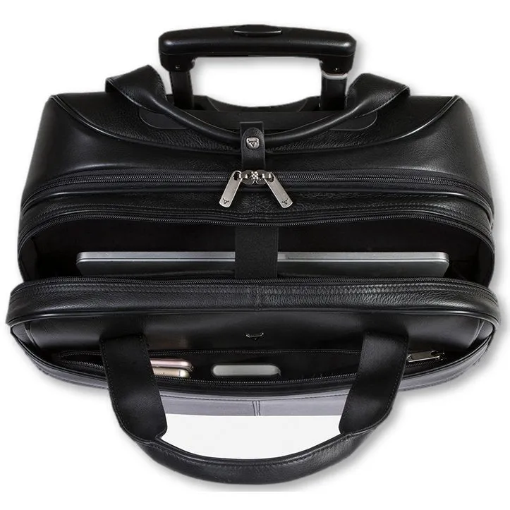 Brando Armstrong Leather  17" Laptop/Overnight Trolley Bag | Black