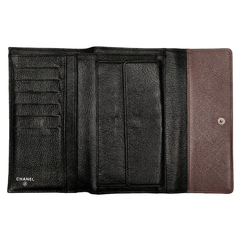 Chanel Cocomark Long Wallet Twin Foldable Wallet Pink Leather Lady CHANEL