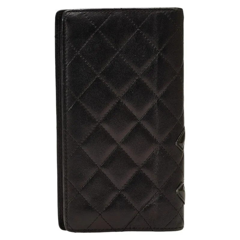 Chanel Combon Line Cocomark Long Wallet Two Foldable Wallet Black Leather Lady CHANEL [Originals]