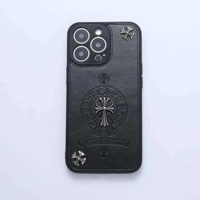 Chrome Hearts Leather Phone Case For IPhone