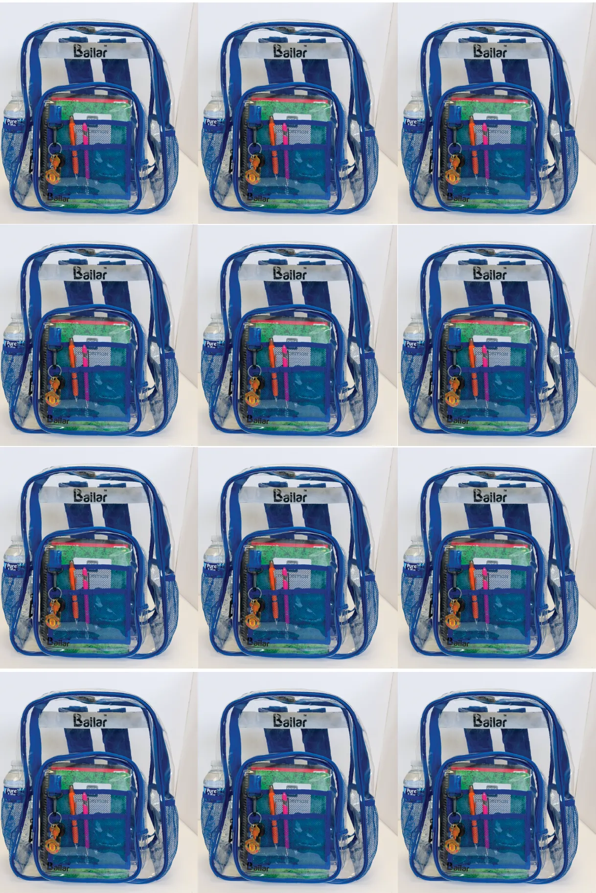 Clear Backpack 12 Blue With Pencil Pouch