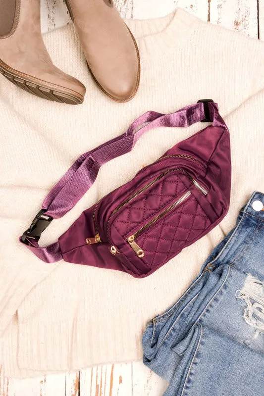 Convertible Blush Pink Quilted Belt Sling Crossbody Bag