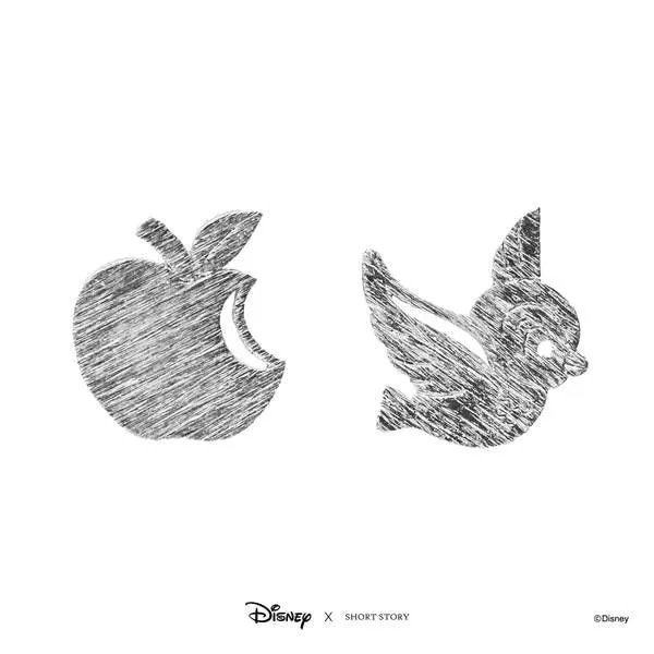 DISNEY X SHORT STORY EARRINGS SNOW WHITE BLUEBIRD & APPLE SILVER