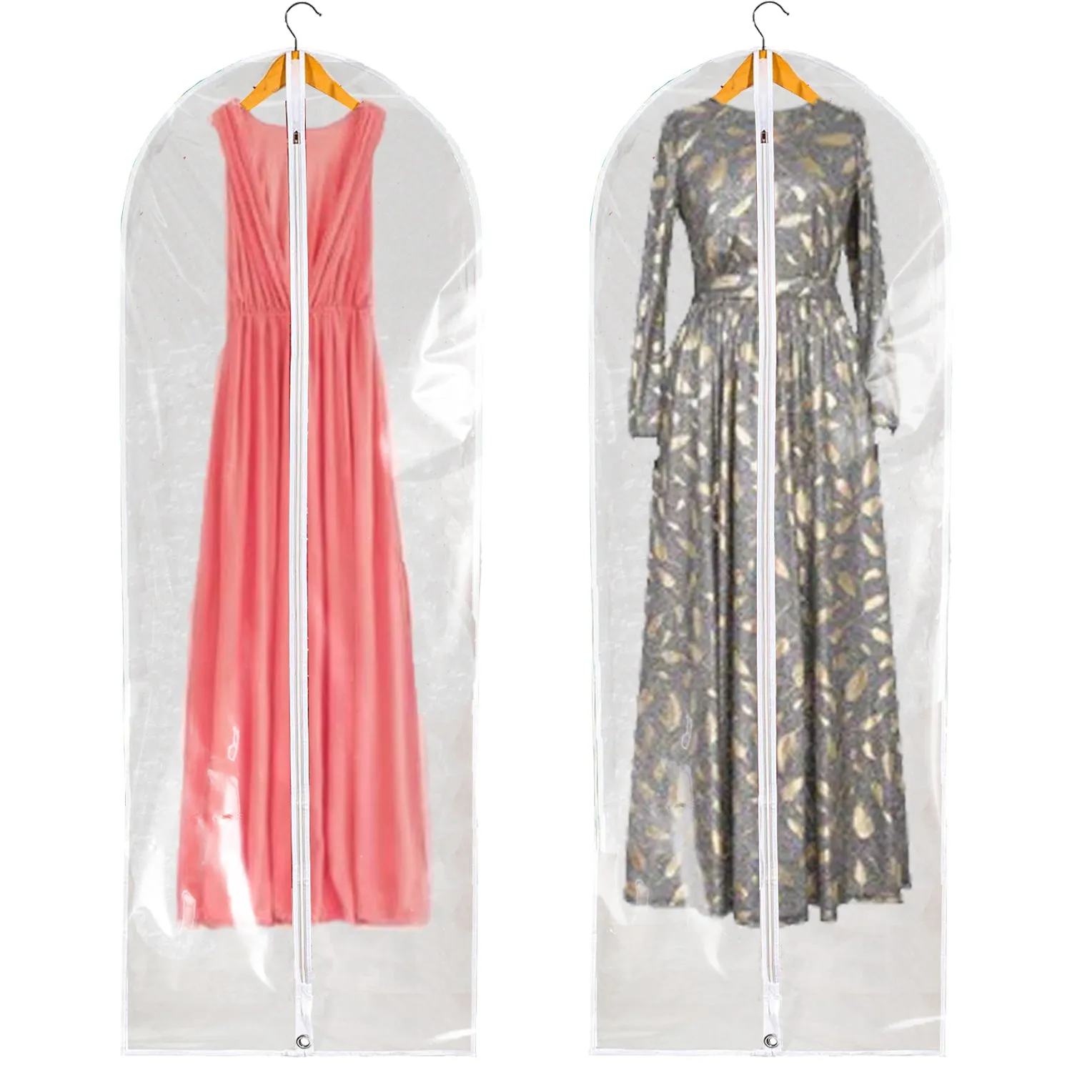 Dress Bags for Gowns Long - Foldable, 65" Clear Garment Bags for Closet Storage and Travel 24"x65"/ 2 Pack-4 Pack