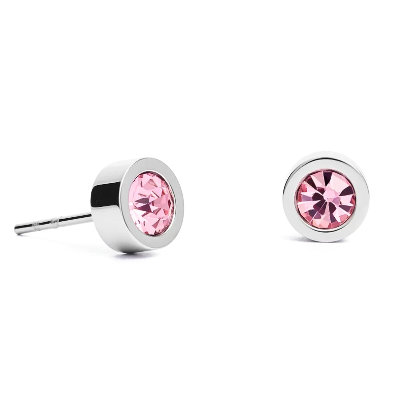Earrings Crystal & stainless steel silver rose