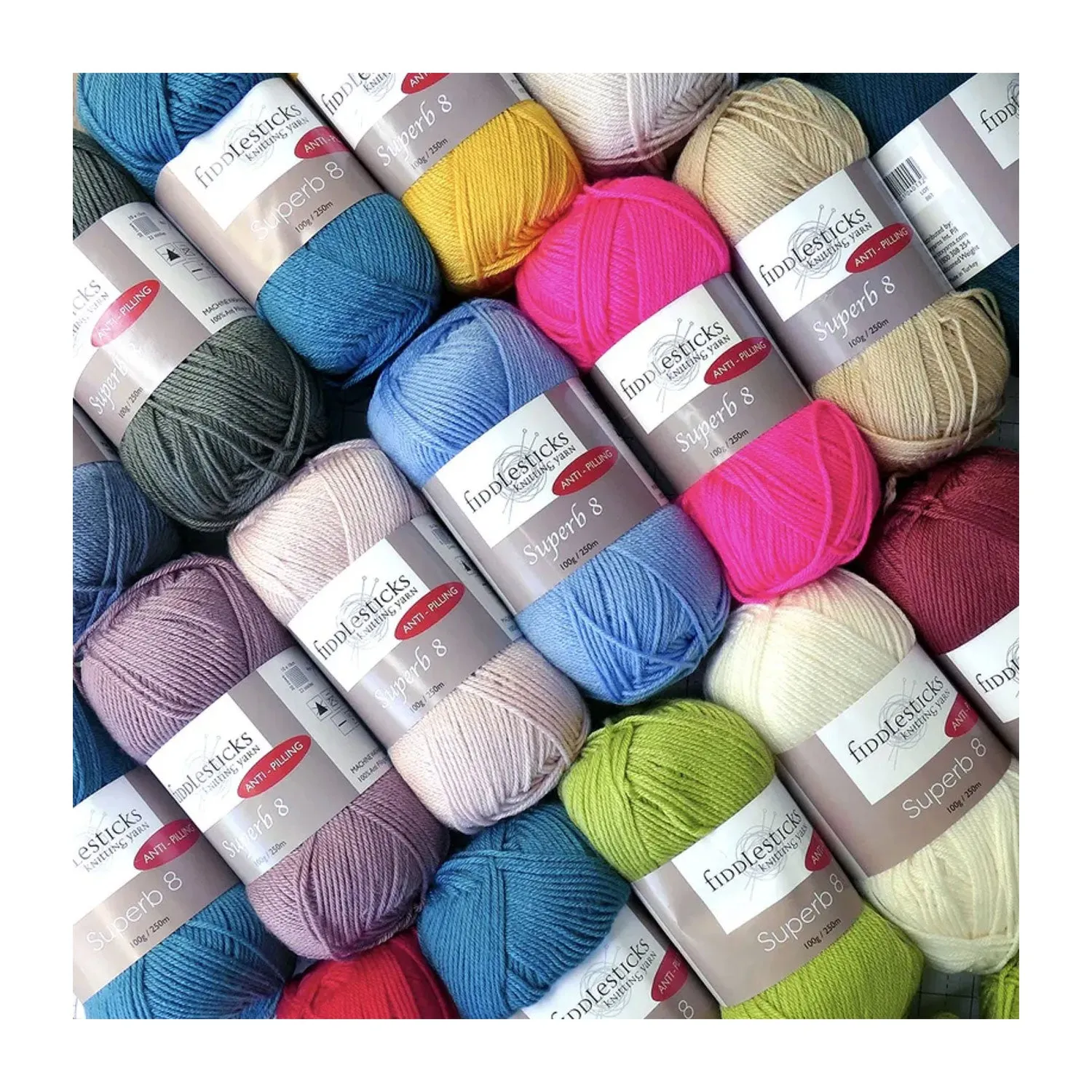 Fiddlesticks Superb 8 Yarn 100g - Marle Grey
