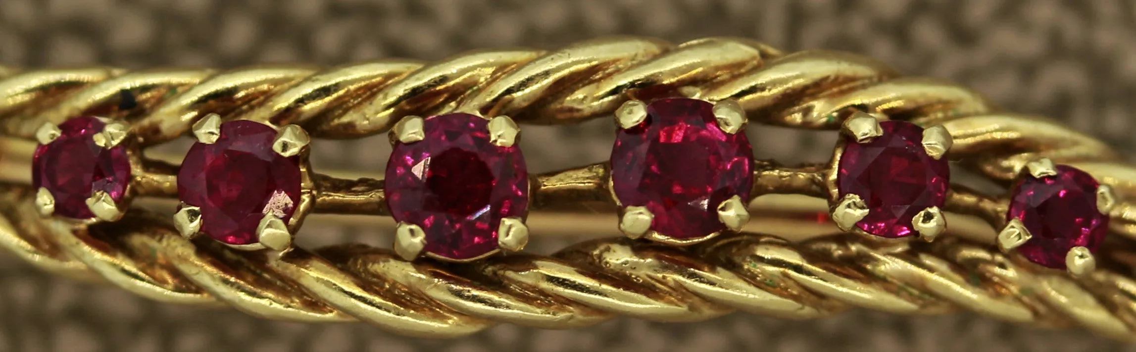 French Ruby Gold Feather Pin-Brooch