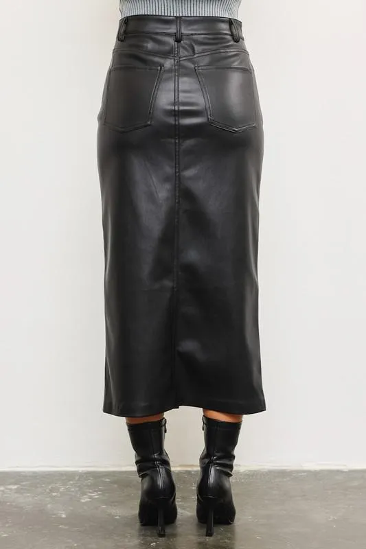 Front Slit Midi Skirt
