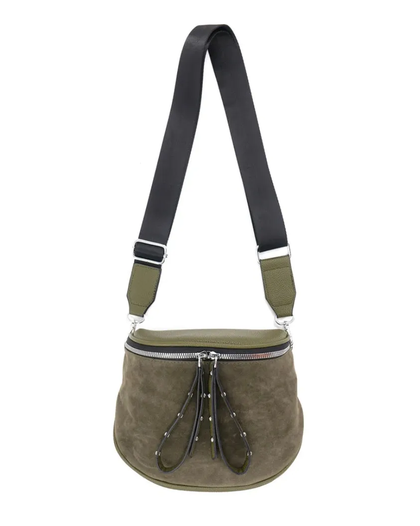 George Suede Crossbody Bag-Olive