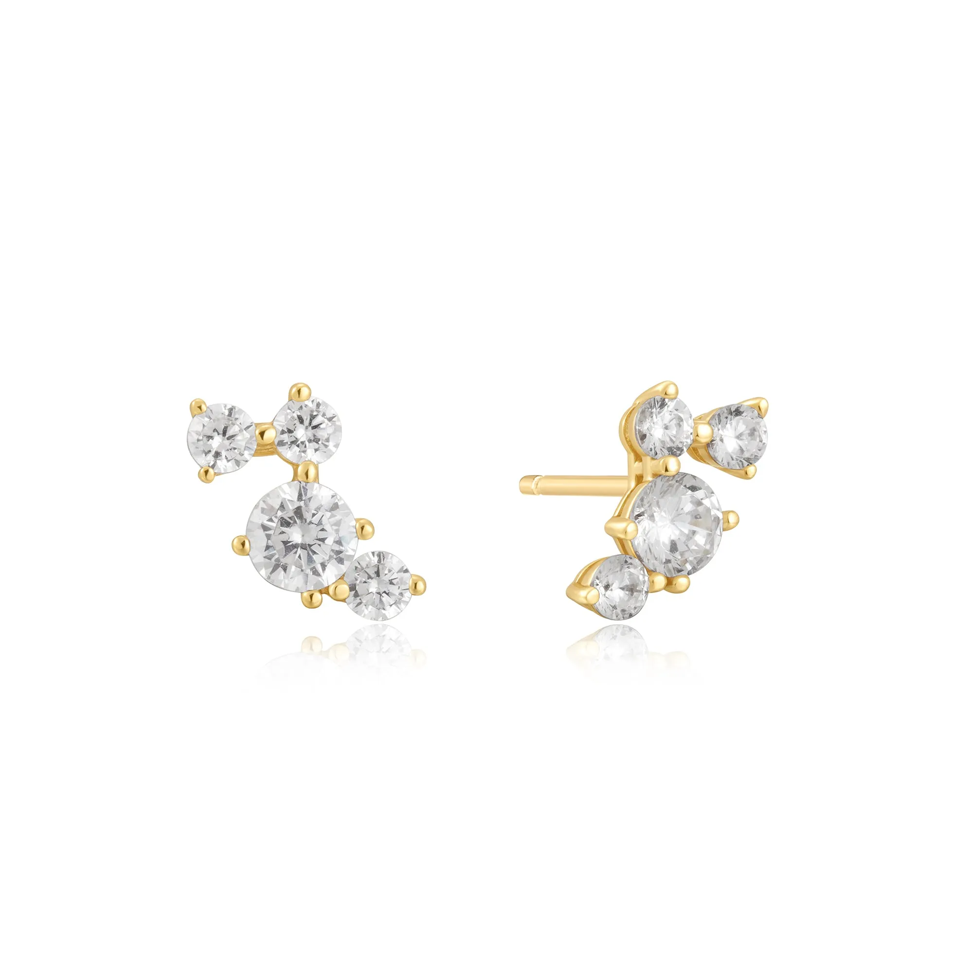 Gold Pavé Climber Stud Earrings