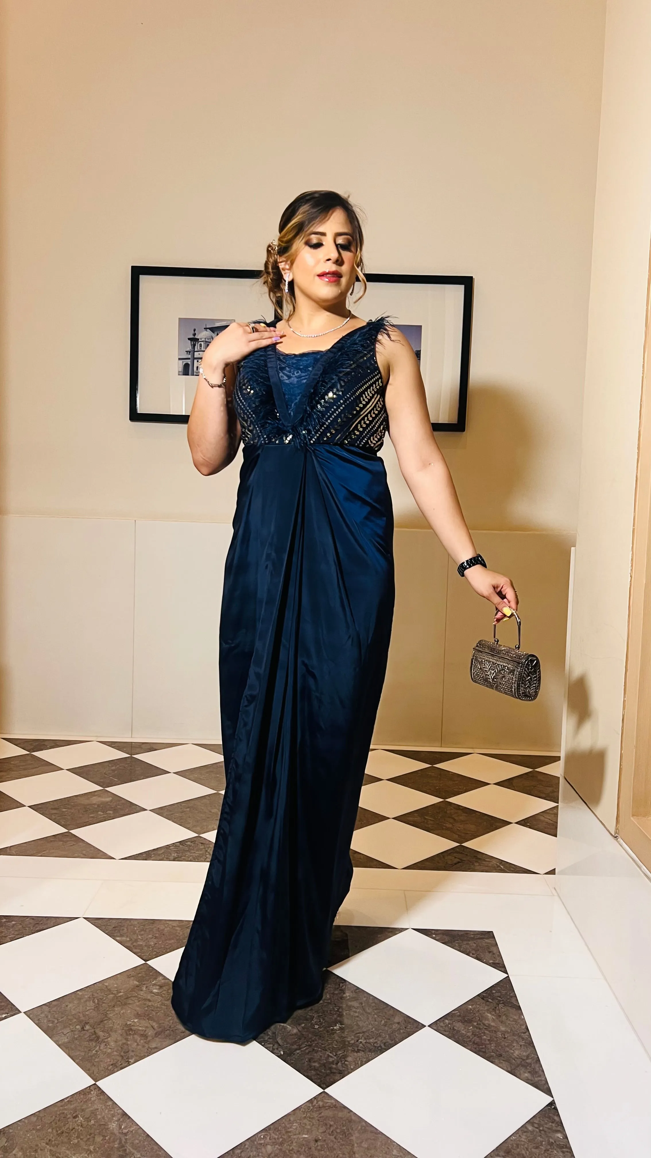 Gorgeous Blue Fur Cocktail Drape