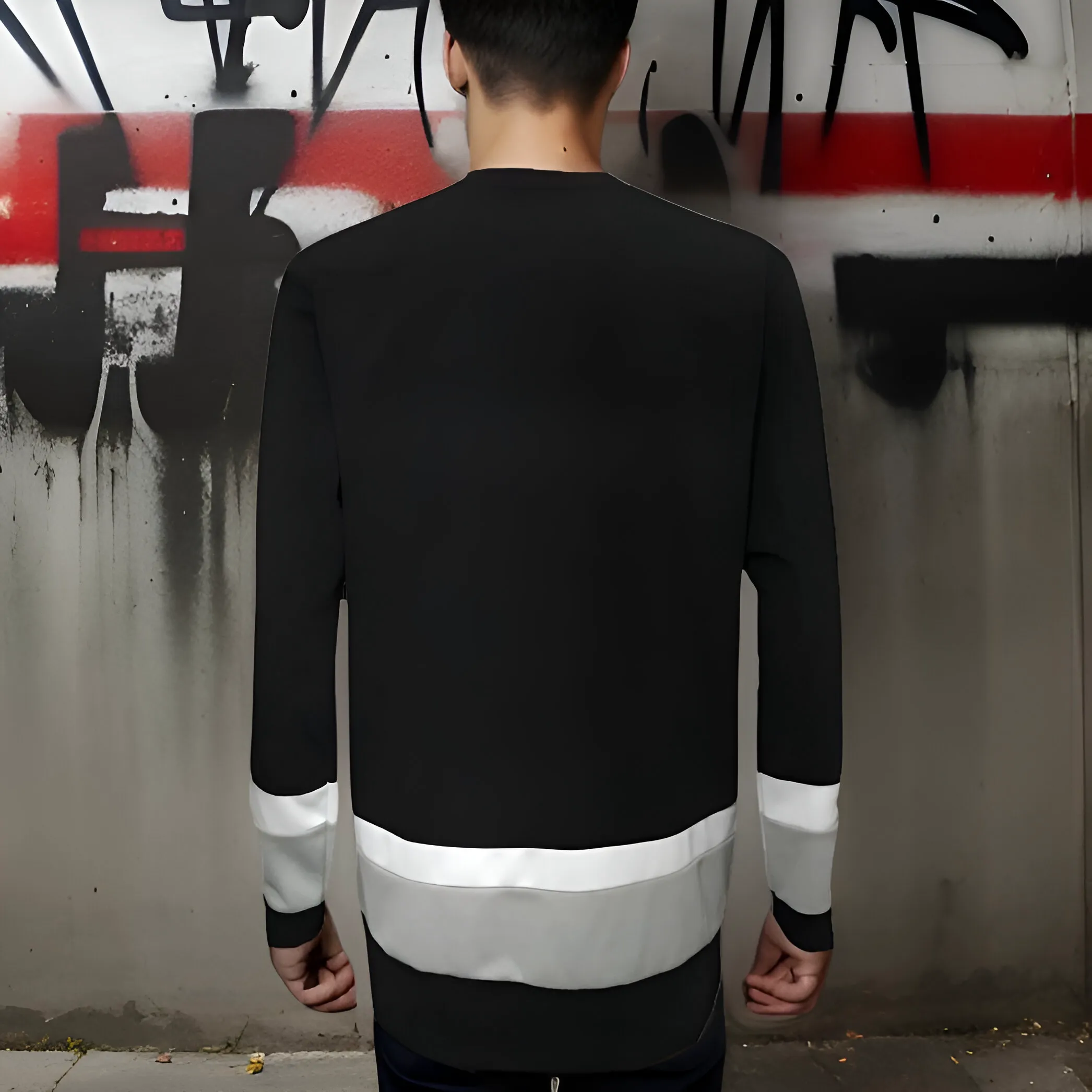 ^GORGEOUS GANGSTER^ (BLACK-GREY-WHITE) LONG SLEEVE STYLE TOP