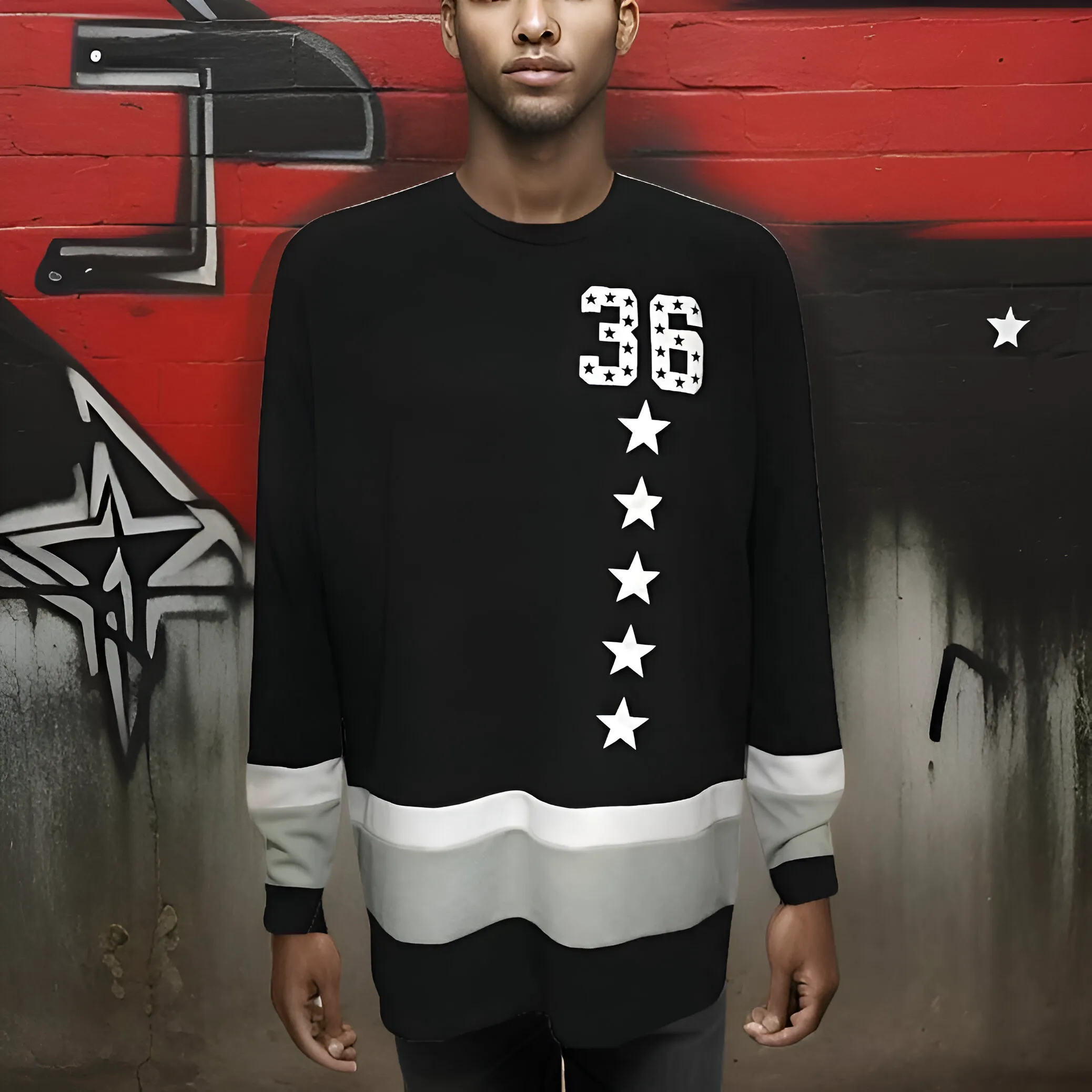 ^GORGEOUS GANGSTER^ (BLACK-GREY-WHITE) LONG SLEEVE STYLE TOP