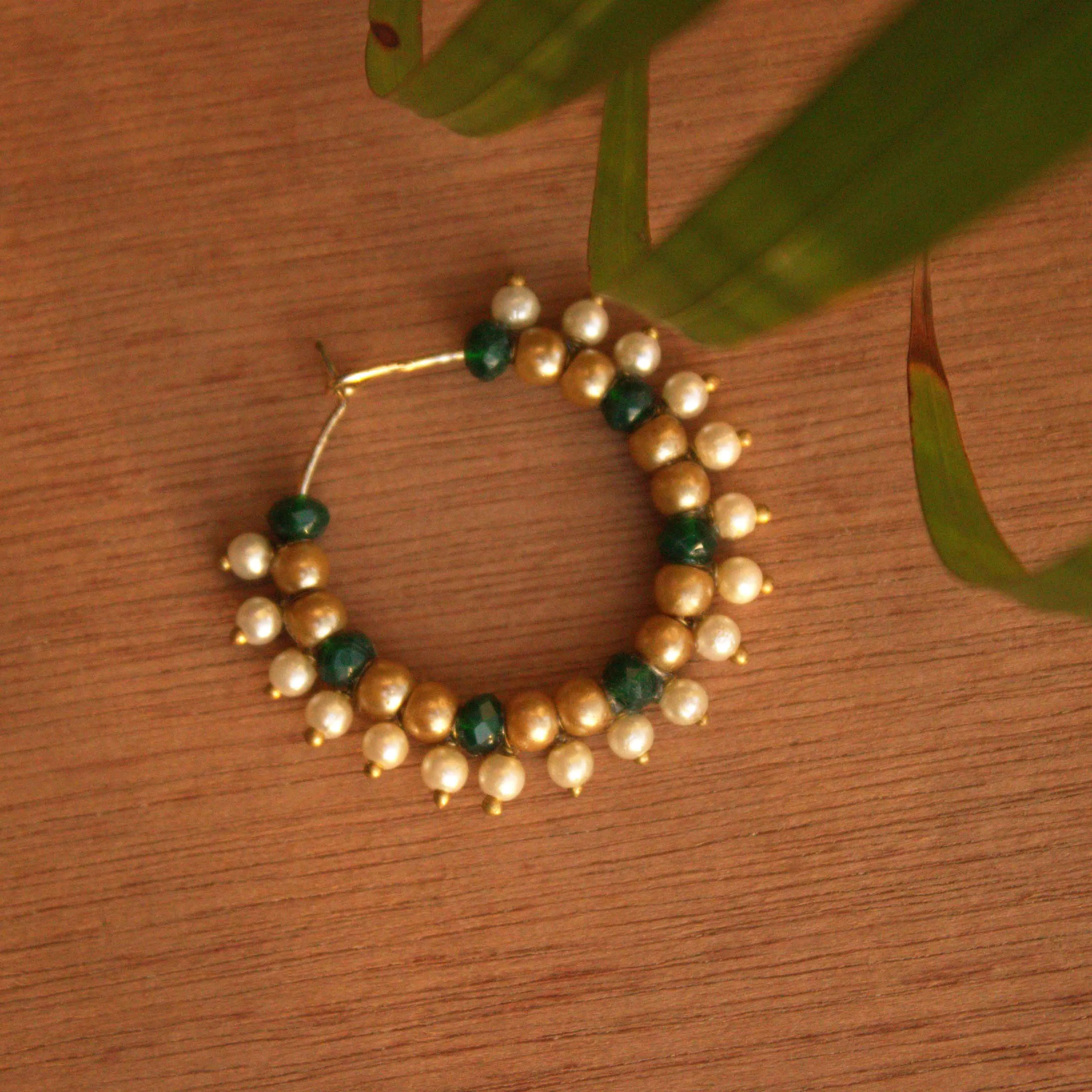 Gorgeous Green Pearl Nose Ring By BeAbhika