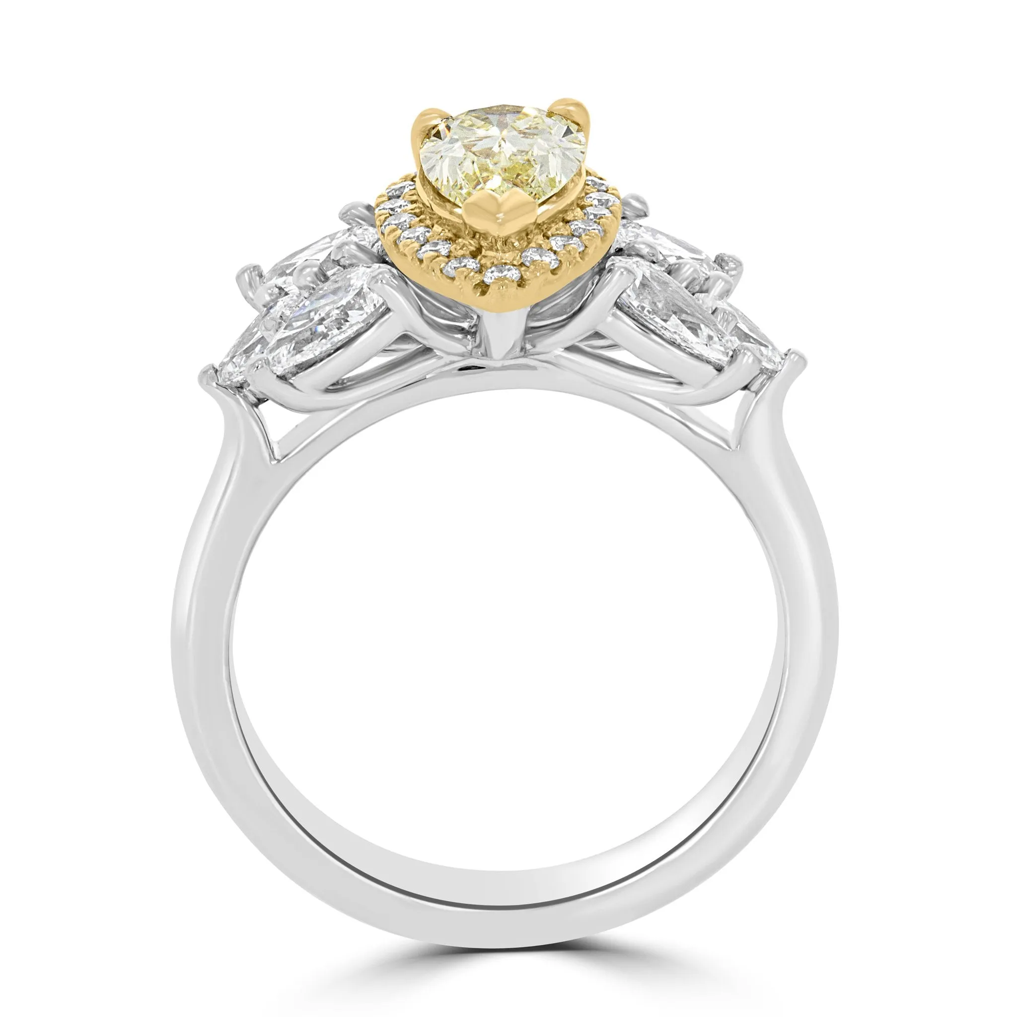 Gorgeous Pear Yellow Diamond Halo Ring