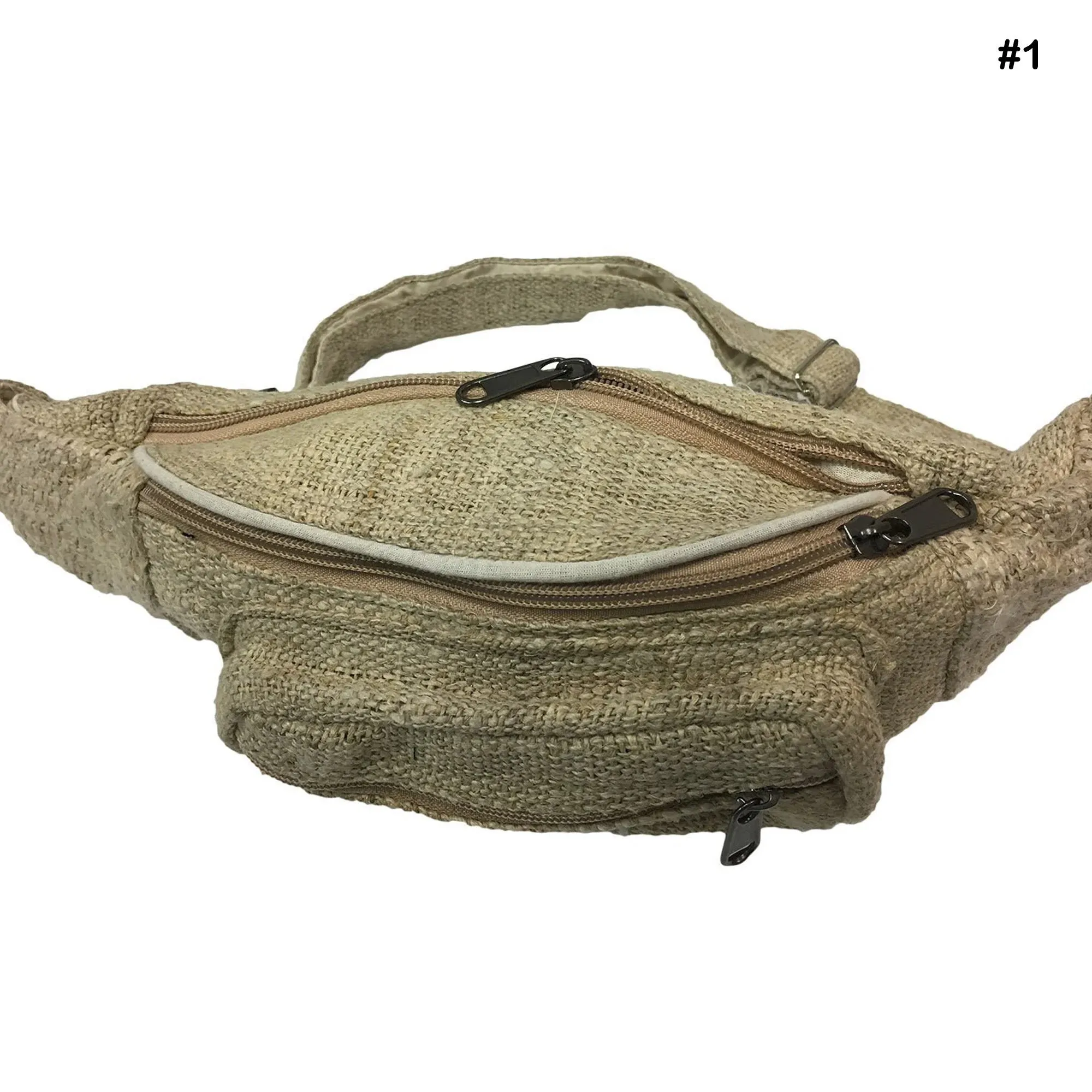 Handmade Himalayan Natural Hemp Multiple Pocket Travel Hip Belt Waist Bag Fanny Pack