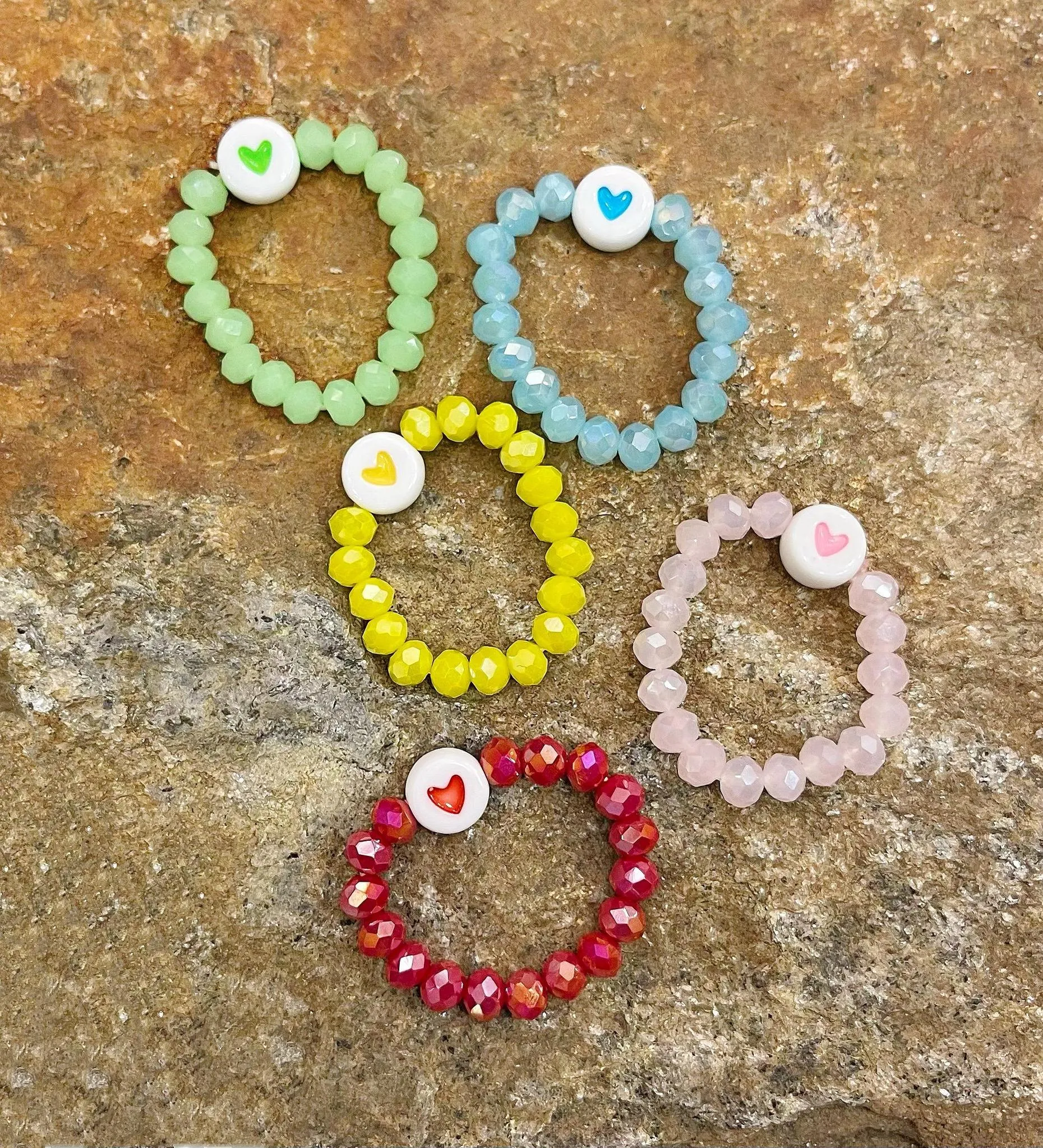 Heart Beaded Ring Set