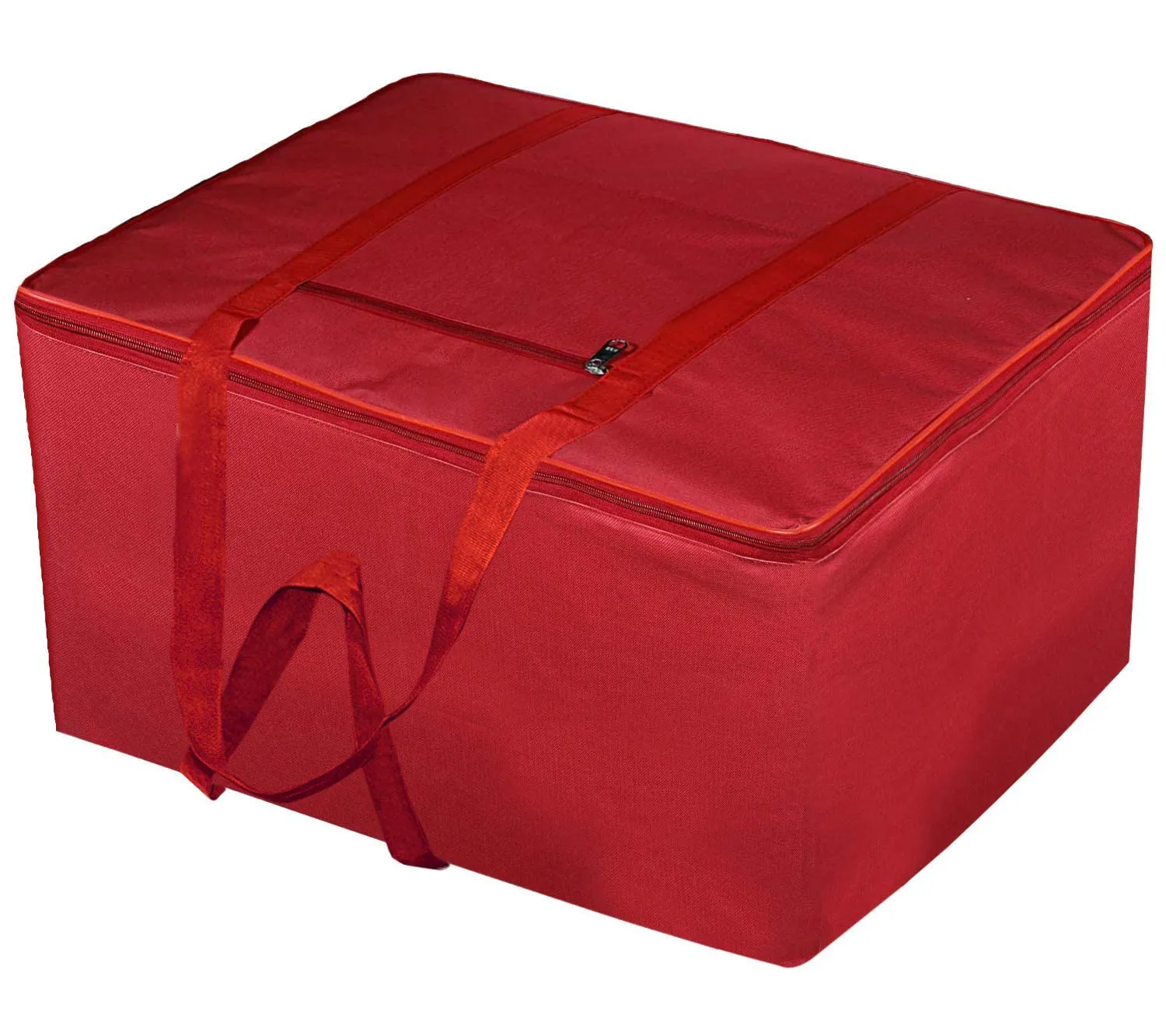 Heart Home Large Lightweight Foldable Multipurpose Storage bag, Cloth Organiser, Travel Bag With Zippered Closure And Handle- Pack of 2 (Red)-HS43HEARTH26678