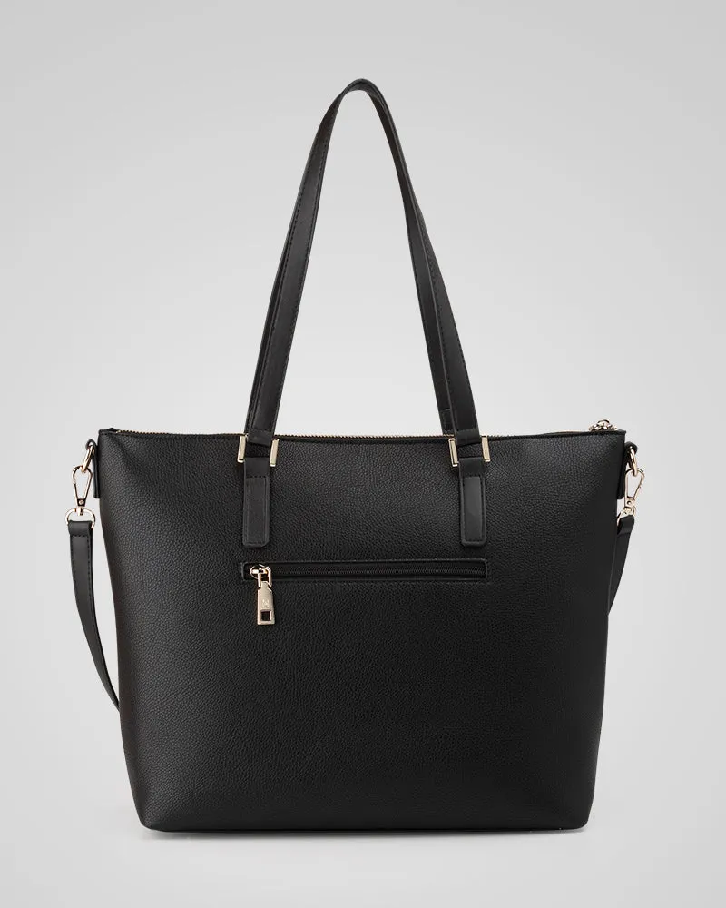 Inga Large Zip Top Tote Bag with Laptop Pocket   Monogram Bag Strap