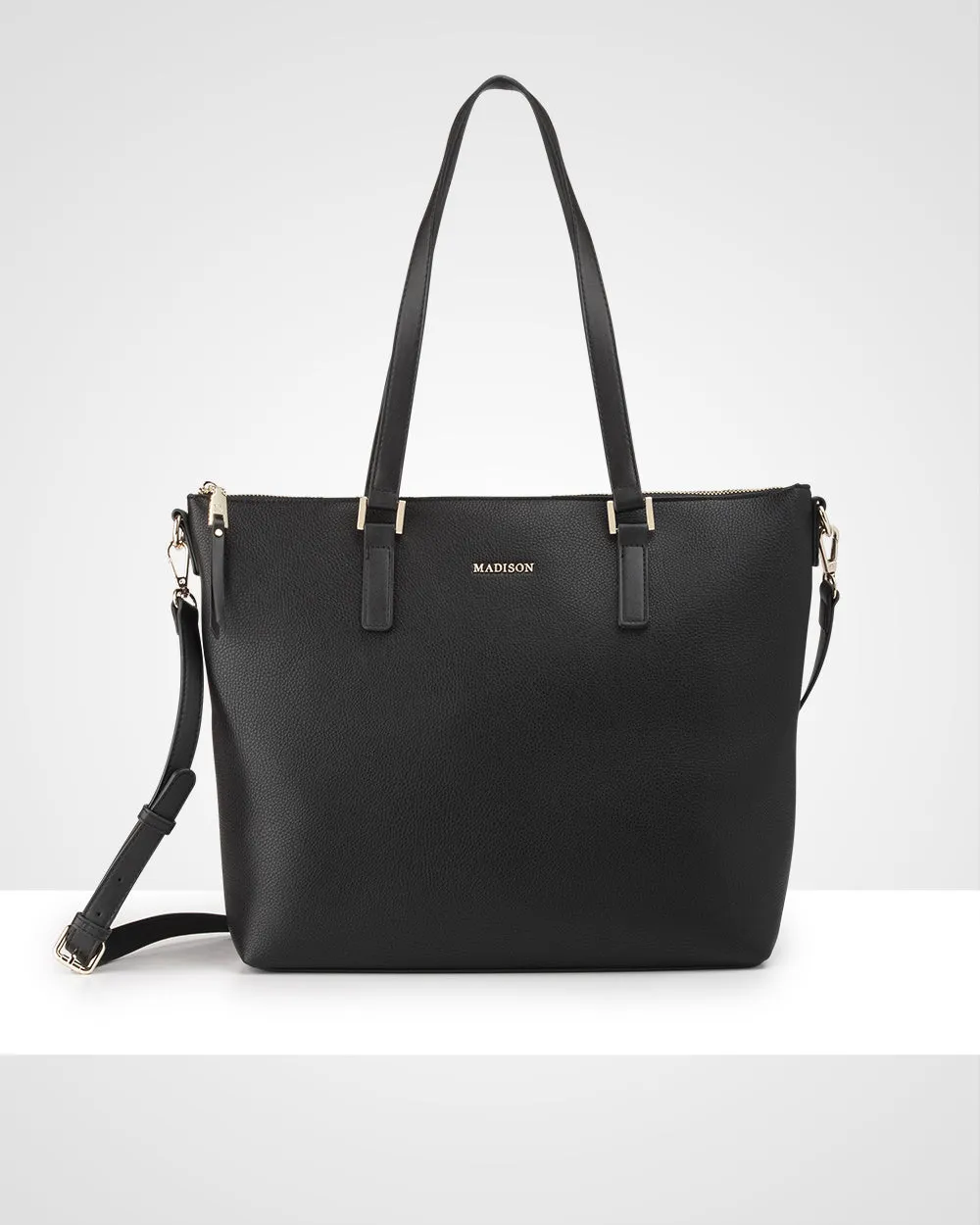 Inga Large Zip Top Tote Bag with Laptop Pocket   Monogram Bag Strap