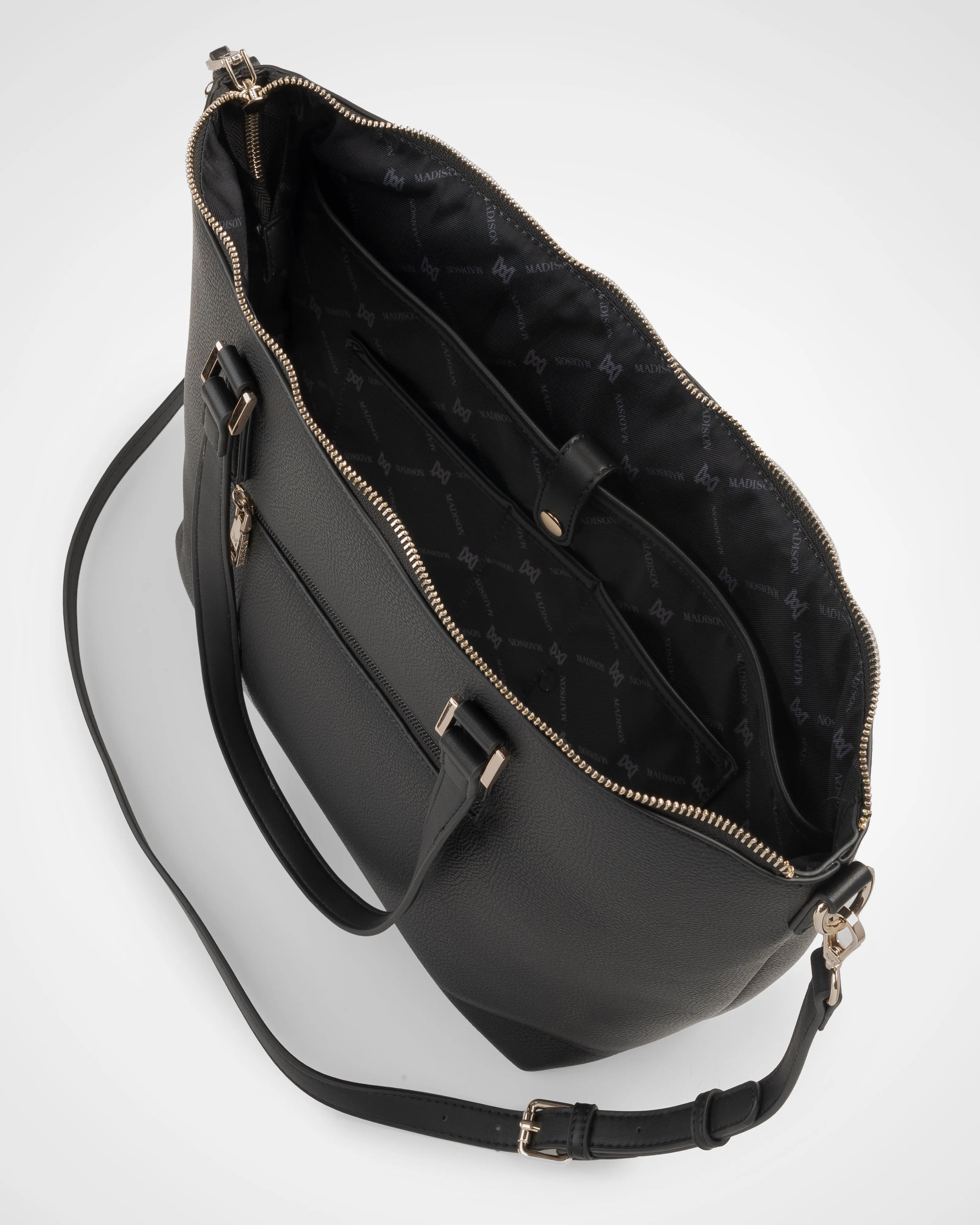 Inga Large Zip Top Tote Bag with Laptop Pocket   Monogram Bag Strap