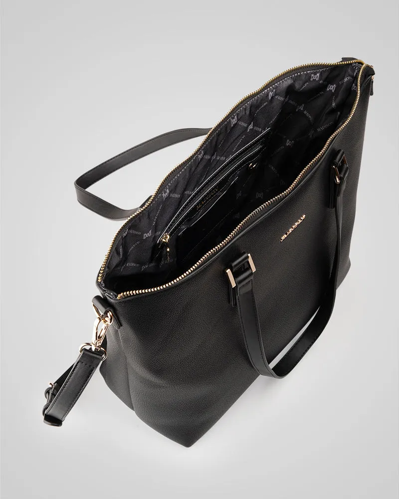 Inga Large Zip Top Tote Bag with Laptop Pocket   Monogram Bag Strap