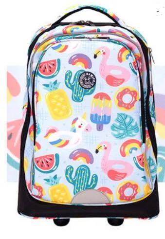 Kids Cartoon Print 19-Inch School Trolley Backpack Travel Bag