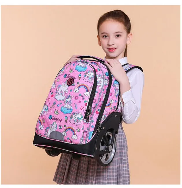 Kids Cartoon Print 19-Inch School Trolley Backpack Travel Bag