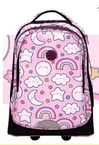 Kids Cartoon Print 19-Inch School Trolley Backpack Travel Bag