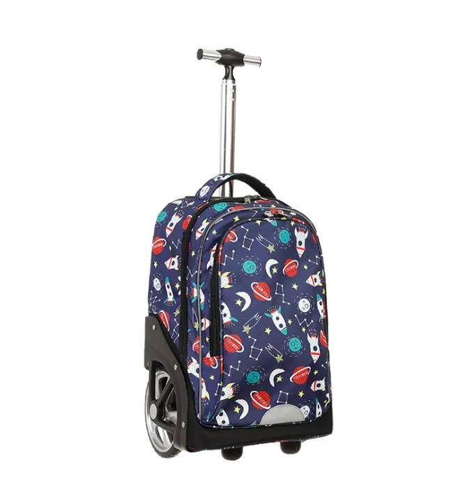 Kids Cartoon Print 19-Inch School Trolley Backpack Travel Bag
