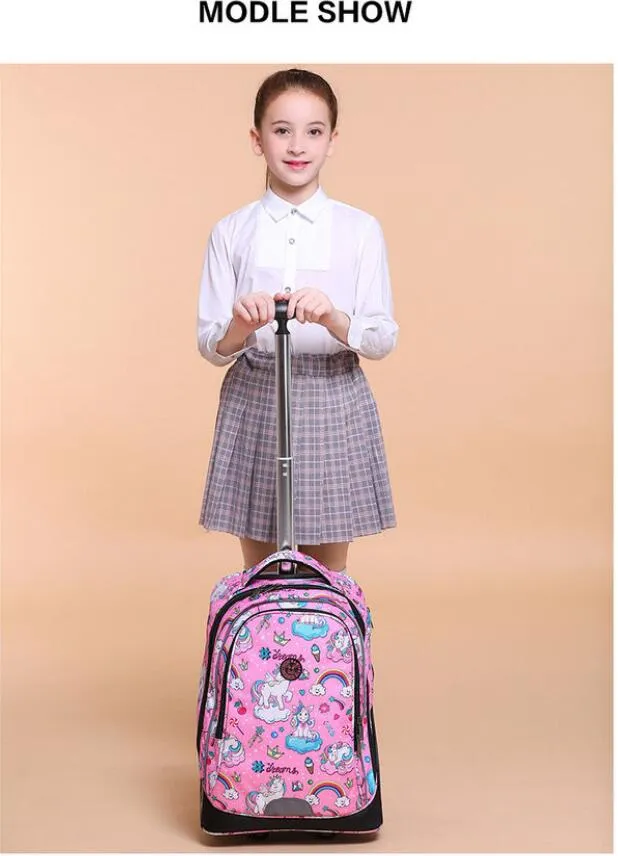 Kids Cartoon Print 19-Inch School Trolley Backpack Travel Bag