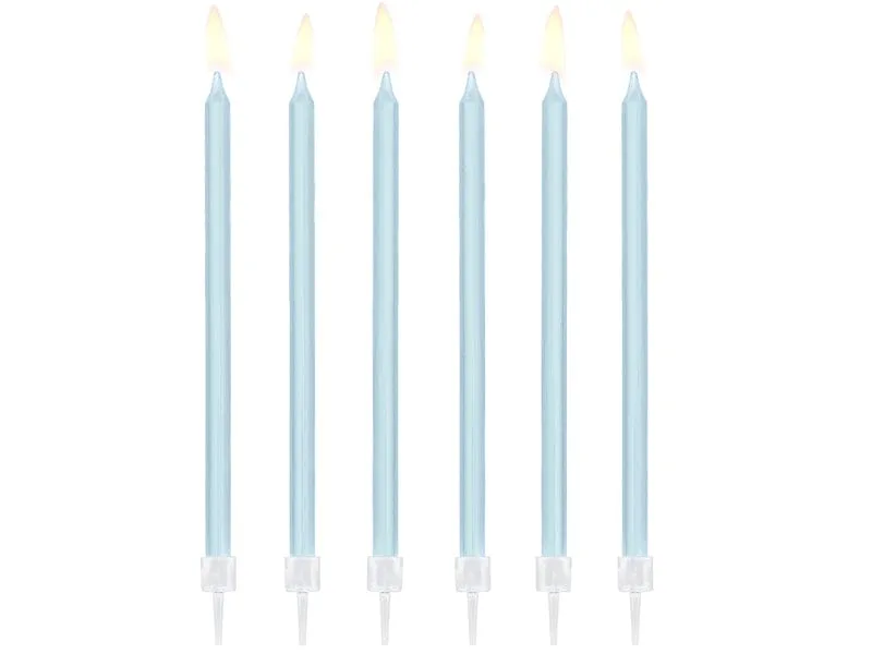 Light Blue Tall Birthday Candles x 12