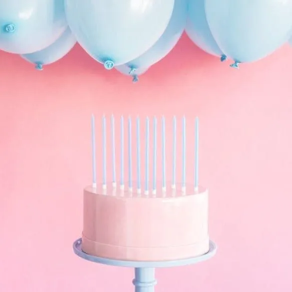 Light Blue Tall Birthday Candles x 12