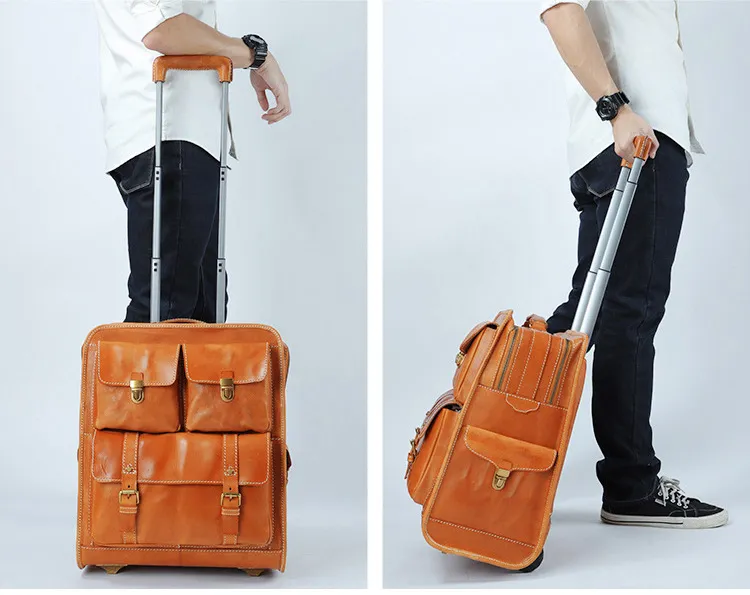 Luxury Vintage Leather Pilot Trolley Case 22" T002