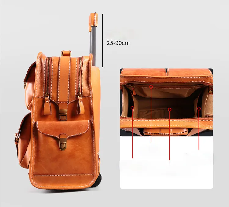 Luxury Vintage Leather Pilot Trolley Case 22" T002