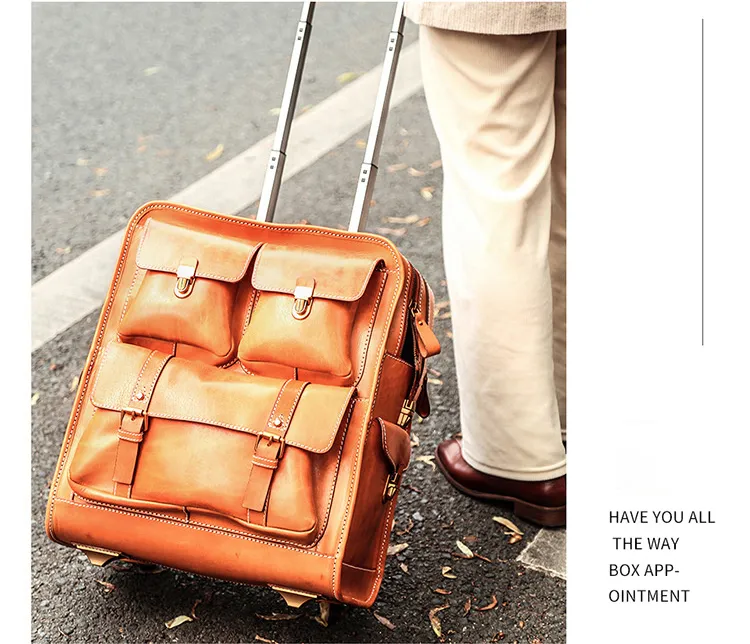 Luxury Vintage Leather Pilot Trolley Case 22" T002