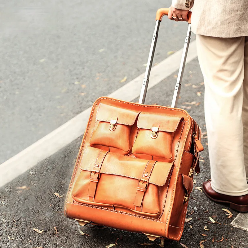 Luxury Vintage Leather Pilot Trolley Case 22" T002