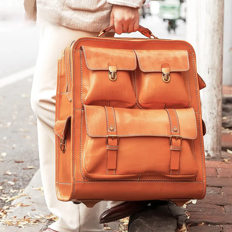 Luxury Vintage Leather Pilot Trolley Case 22" T002