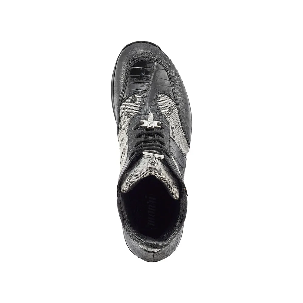 Mauri 8430 Ostrich Leg/ Baby Croc/ Mauri Fabric Black/ Grey