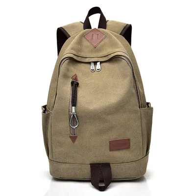 Men Rugged Canvas Backpacks Large Travel Laptop Backbag