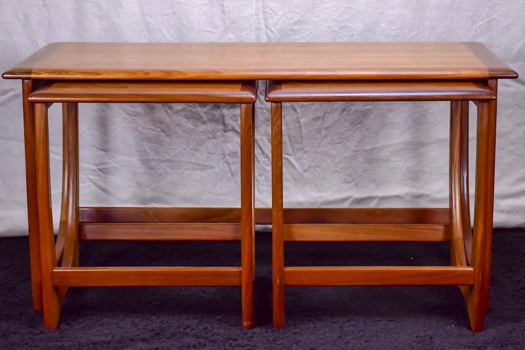 Mid century Scandinavian side table with two nested tables - solid teak