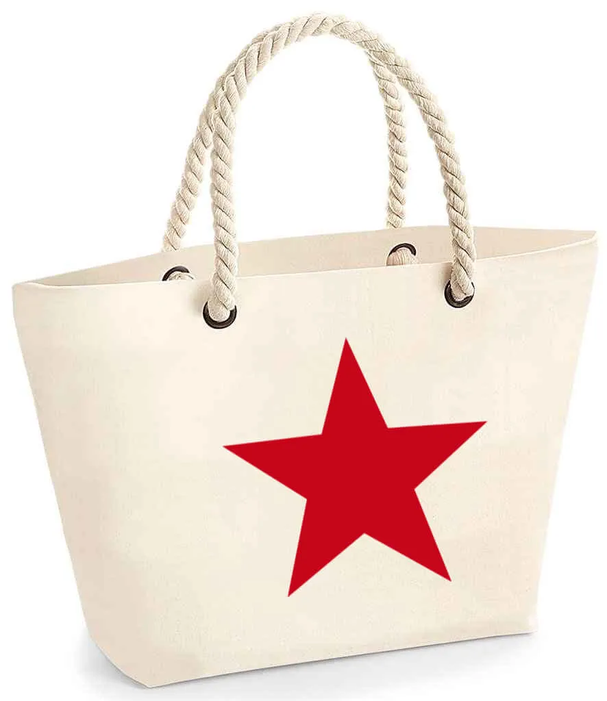 Natural beach bag with rope handles - Star