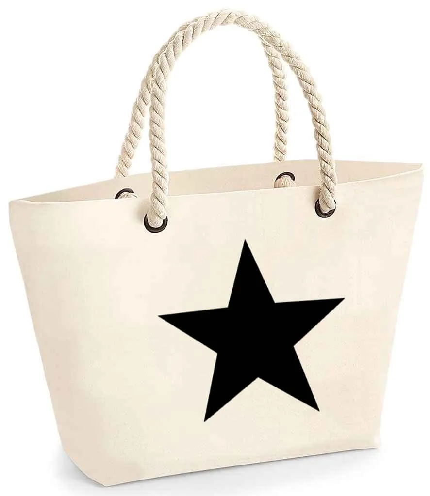 Natural beach bag with rope handles - Star