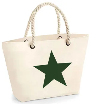 Natural beach bag with rope handles - Star