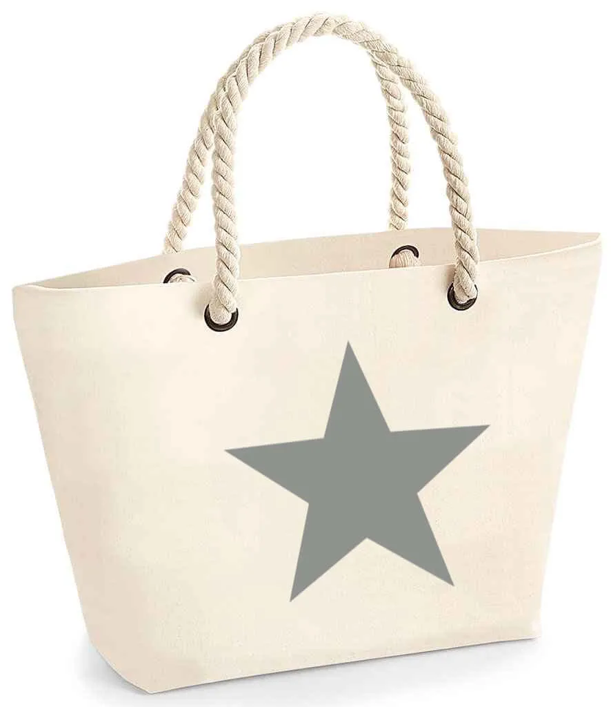 Natural beach bag with rope handles - Star