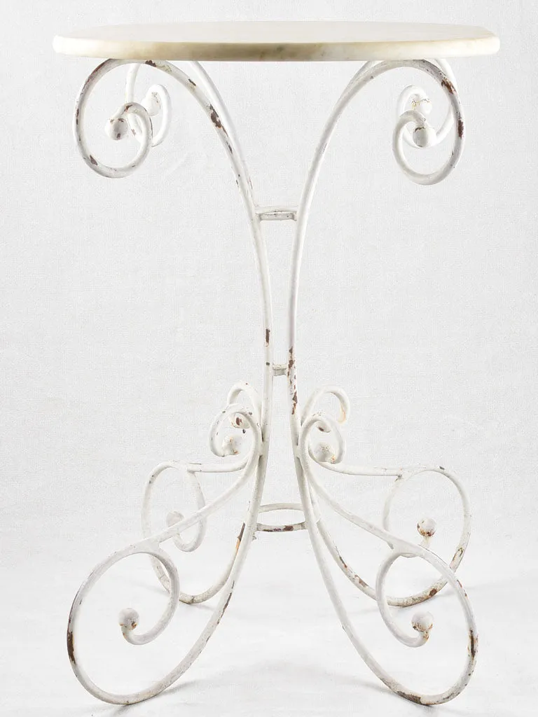 Pair of superb oval marble top garden tables