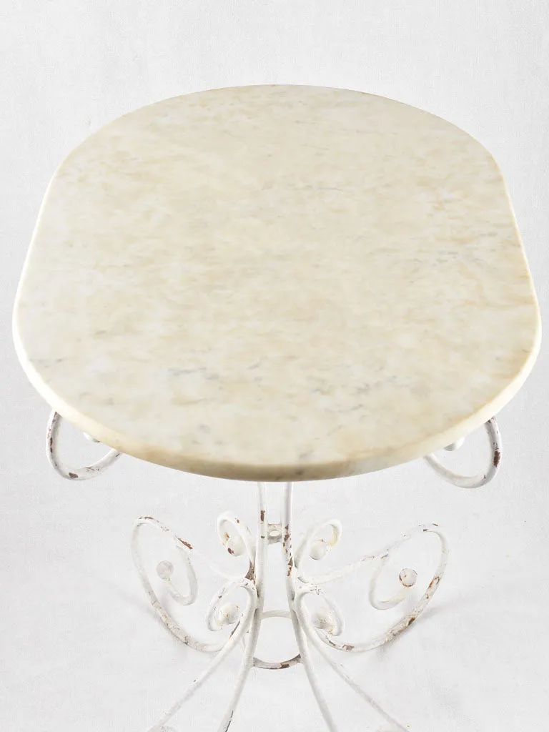 Pair of superb oval marble top garden tables
